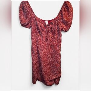 Nordstrom BP Floral Red Puff Sleeve Top